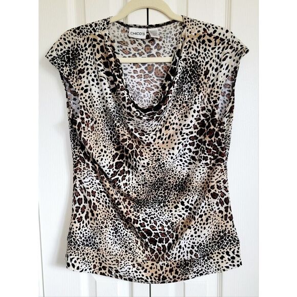 Chico's 2 Lot Of 5 Tops Black Blue Brown Shirts Stretch‎ Size Large Layering - Picture 2 of 11